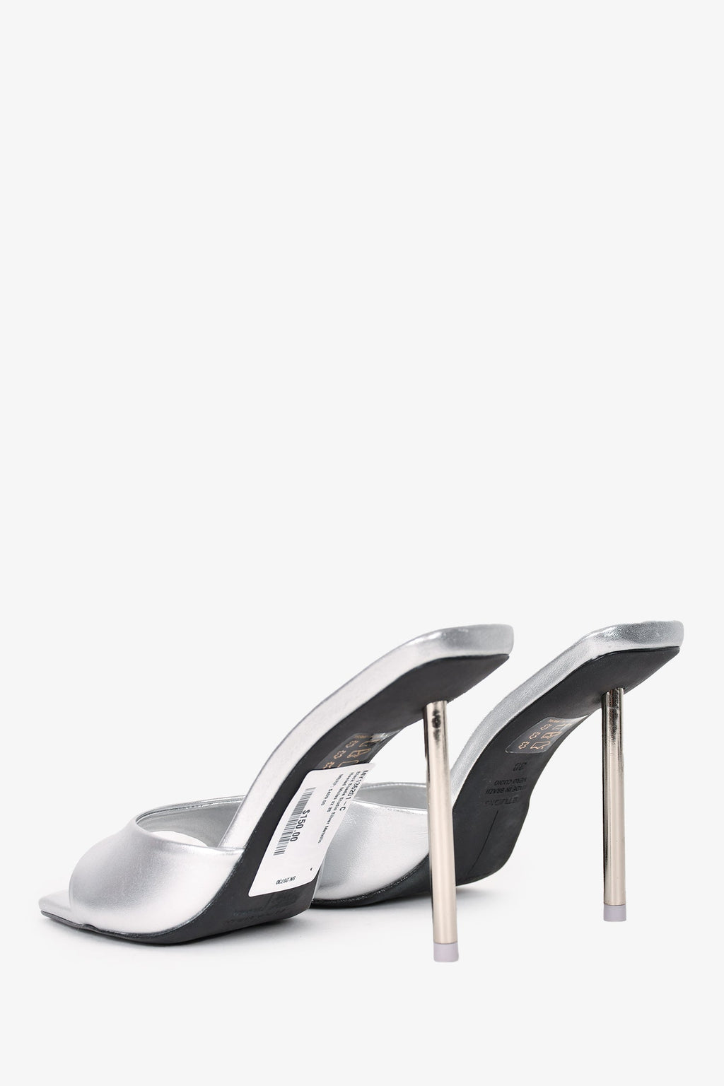 Black Suede Studio Silver Metallic Heeled Mules Size 38