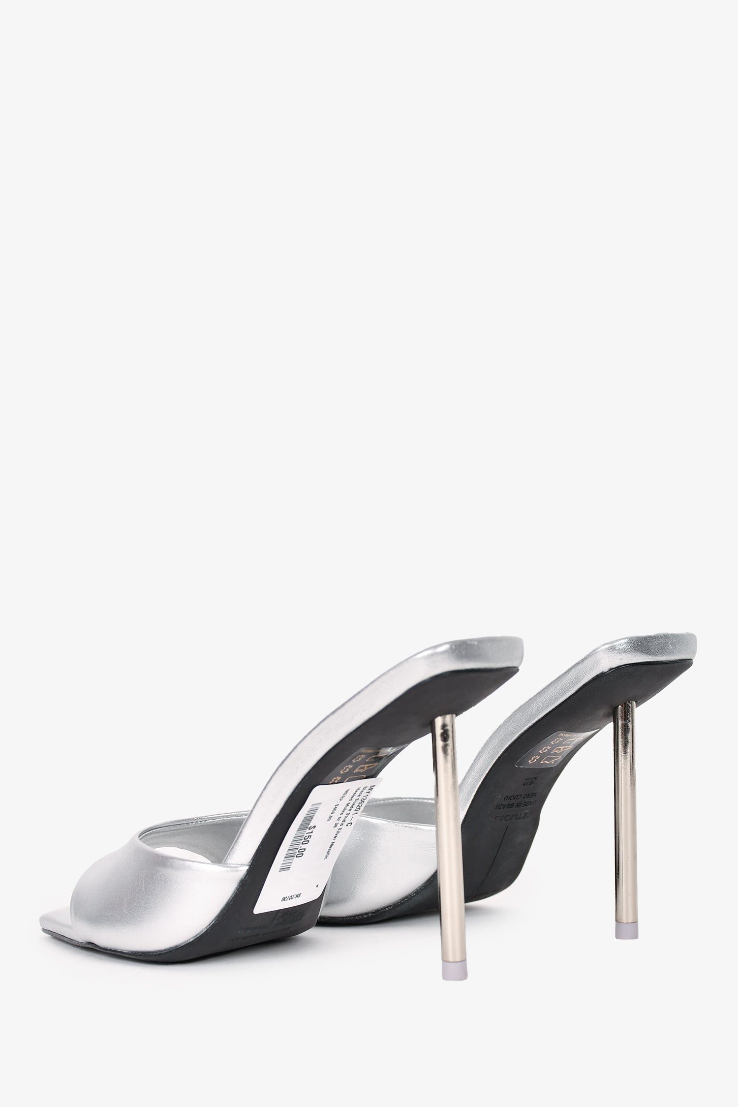 Black Suede Studio Silver Metallic Heeled Mules Size 38