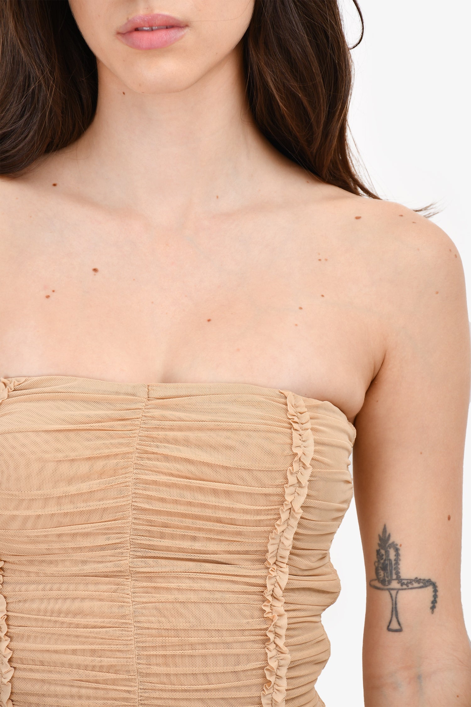 I.Am.Gia Nude Mesh Tube Top + Mini Skirt Set Size XS