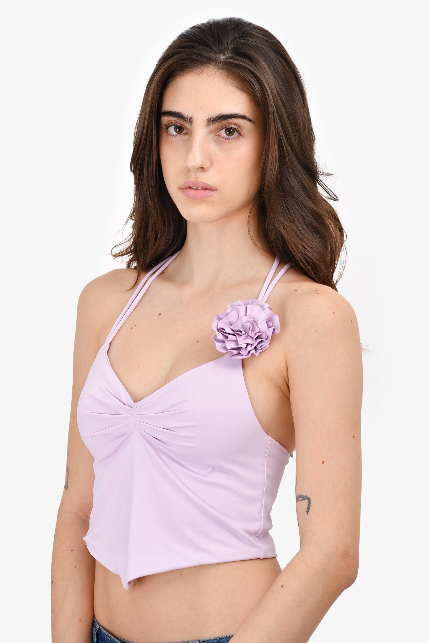 LeMarque Purple Rosette Halter Crop Top Size XS