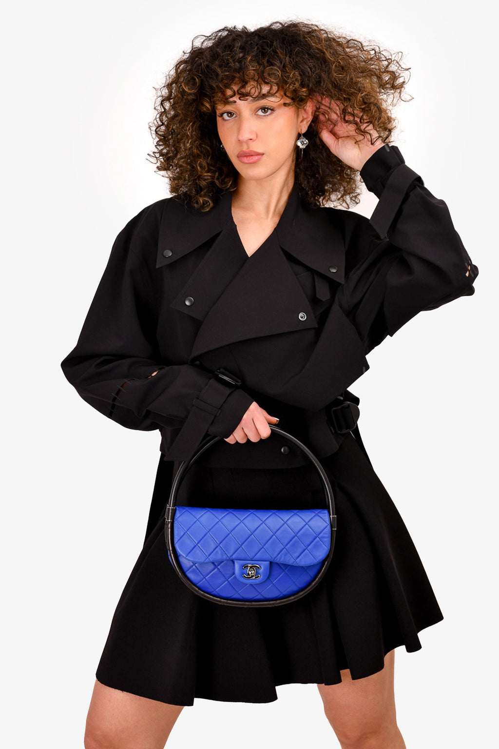 Pre-Loved Chanel™ 2014 Blue Leather Quilted 'Hula' Shoulder Bag