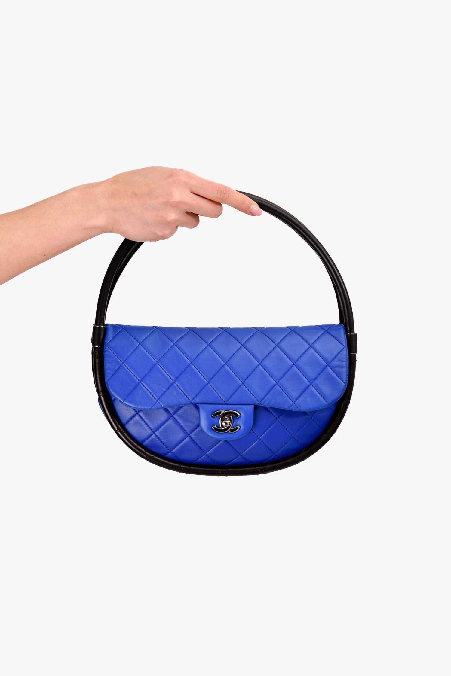 Pre-Loved Chanel™ 2014 Blue Leather Quilted 'Hula' Shoulder Bag