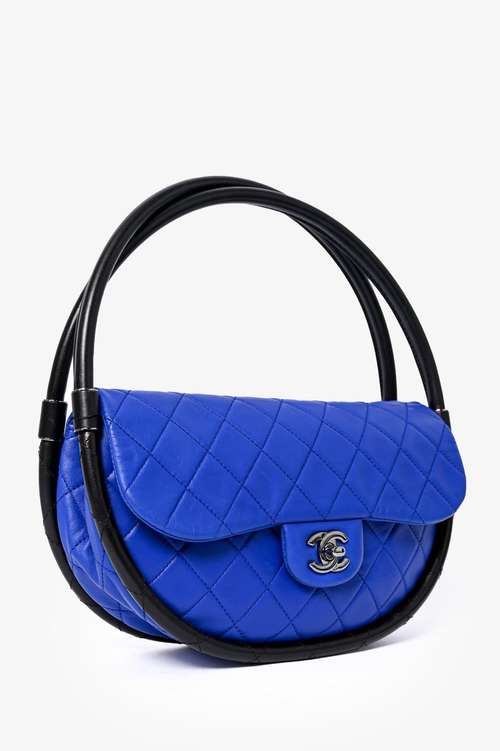 Pre-Loved Chanel™ 2014 Blue Leather Quilted 'Hula' Shoulder Bag