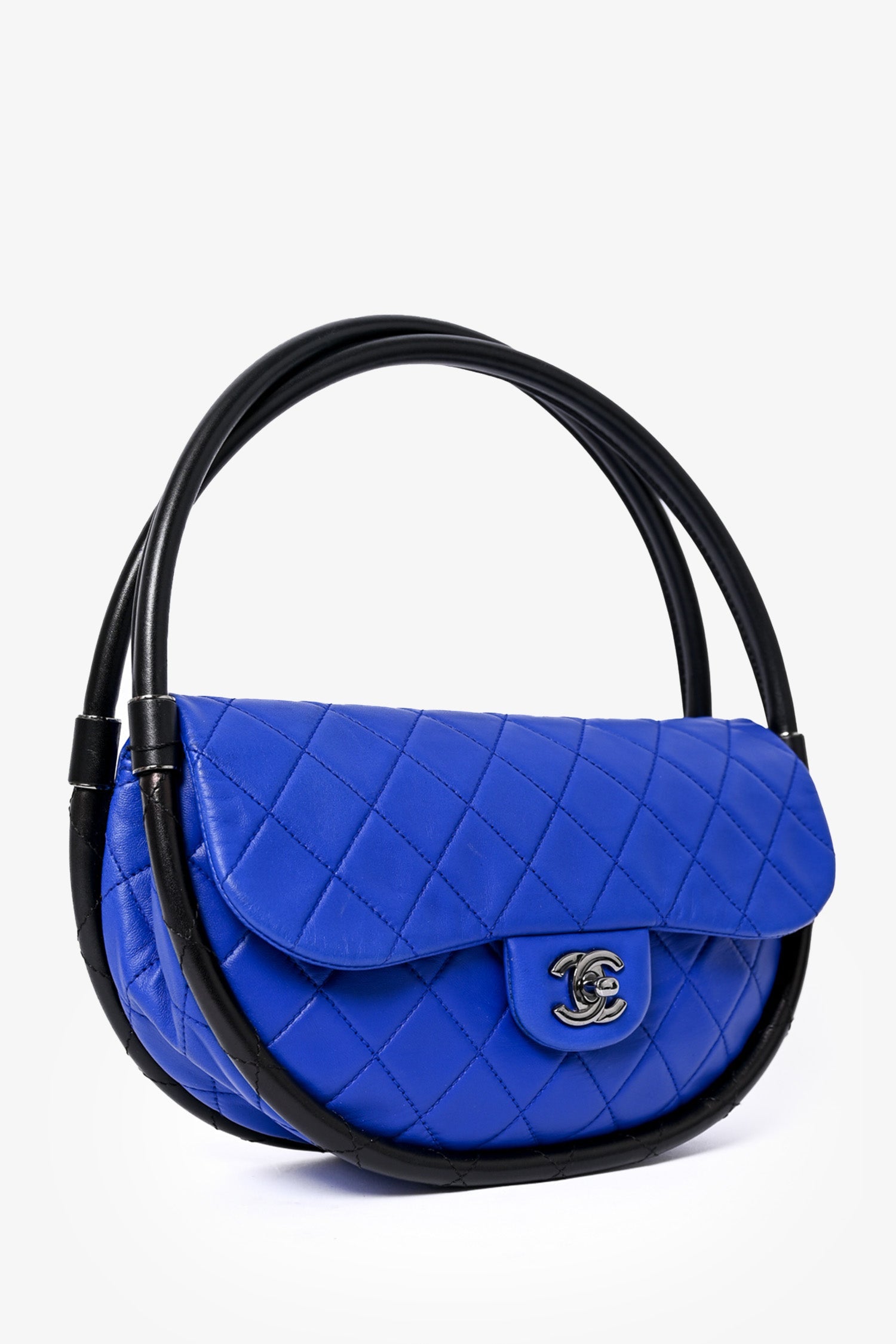 Pre-Loved Chanel™ 2014 Blue Leather Quilted 'Hula' Shoulder Bag