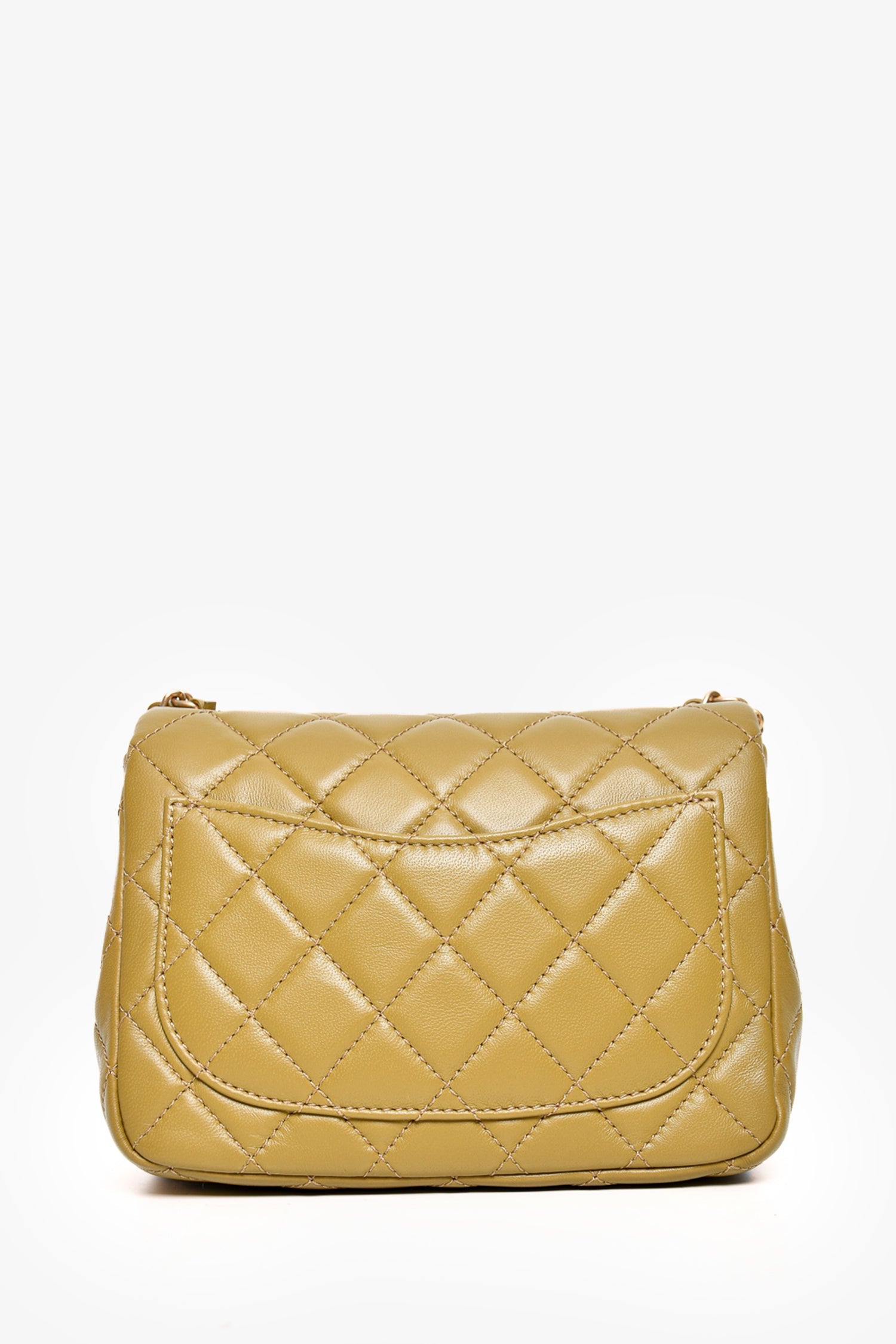 Pre-Loved Chanel™ 2022 Green Quilted Lambskin Mini Pearl Crush Flap Bag