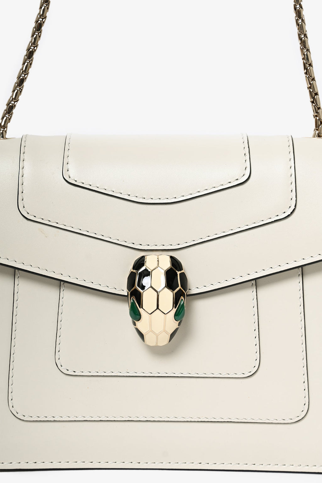 Bvlgari White Leather 'Forever Serpenti Crossbody Bag