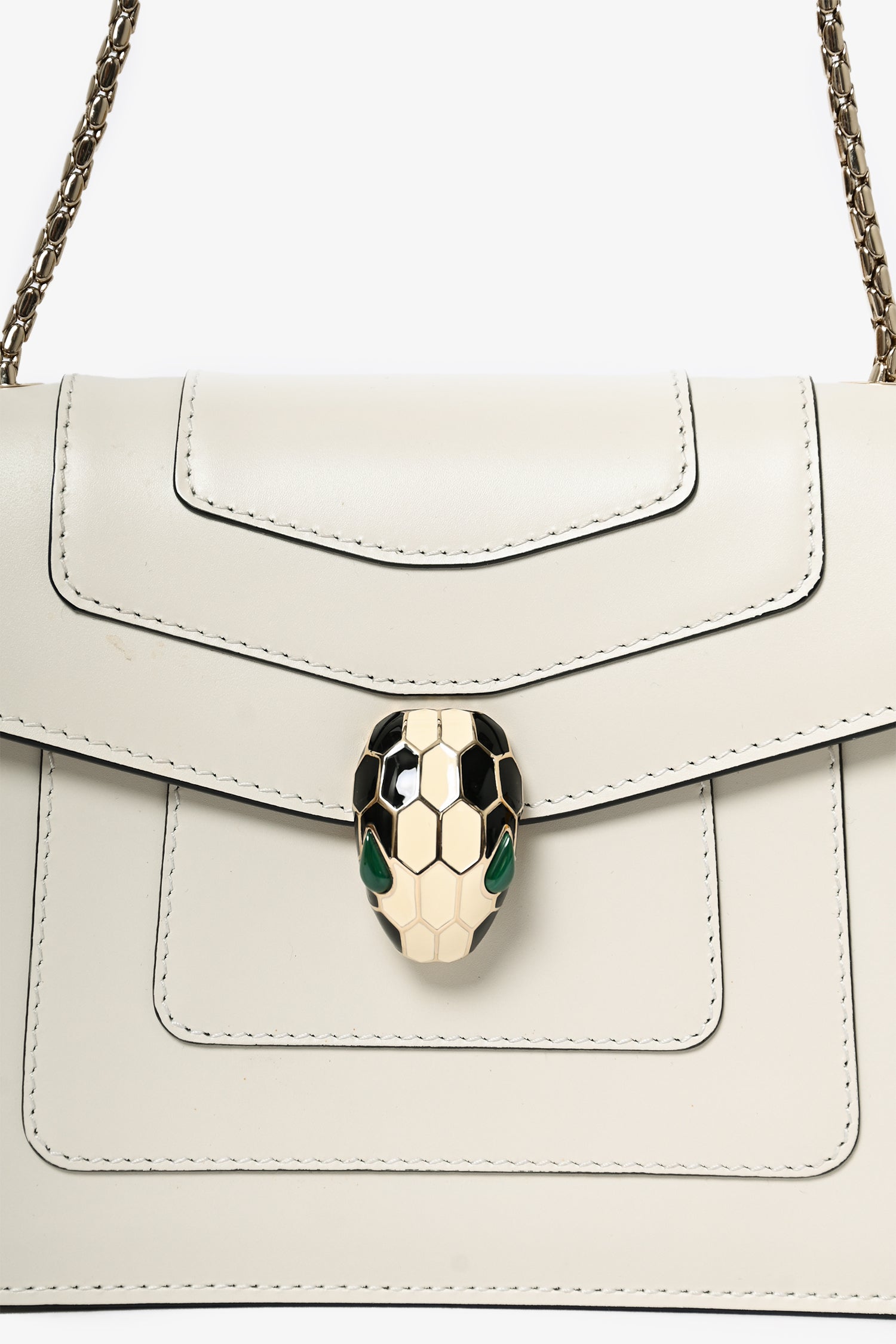 Bvlgari White Leather 'Forever Serpenti Crossbody Bag