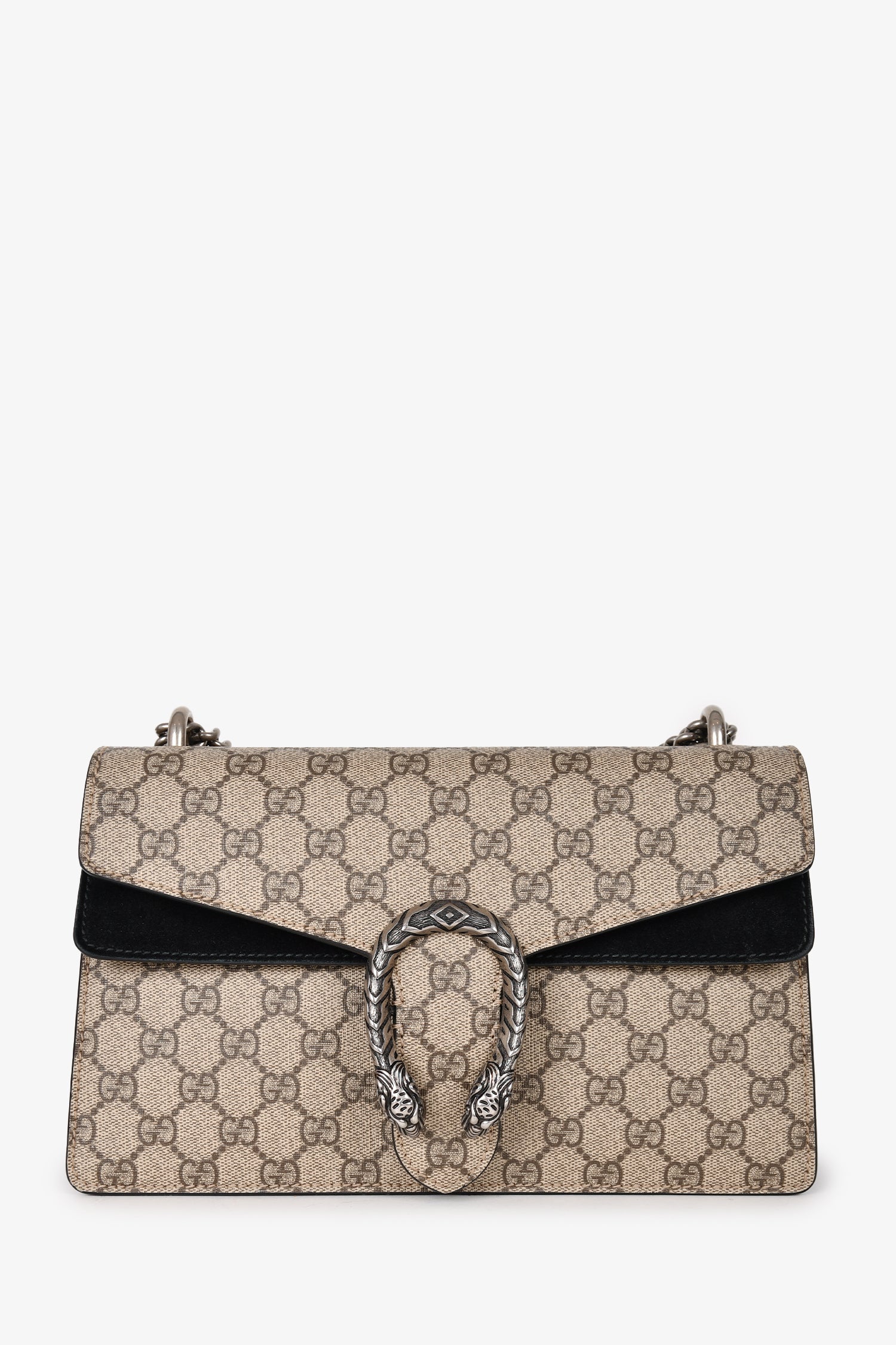 Gucci GG Supreme/Black Suede Small Dionysus Chain Bag