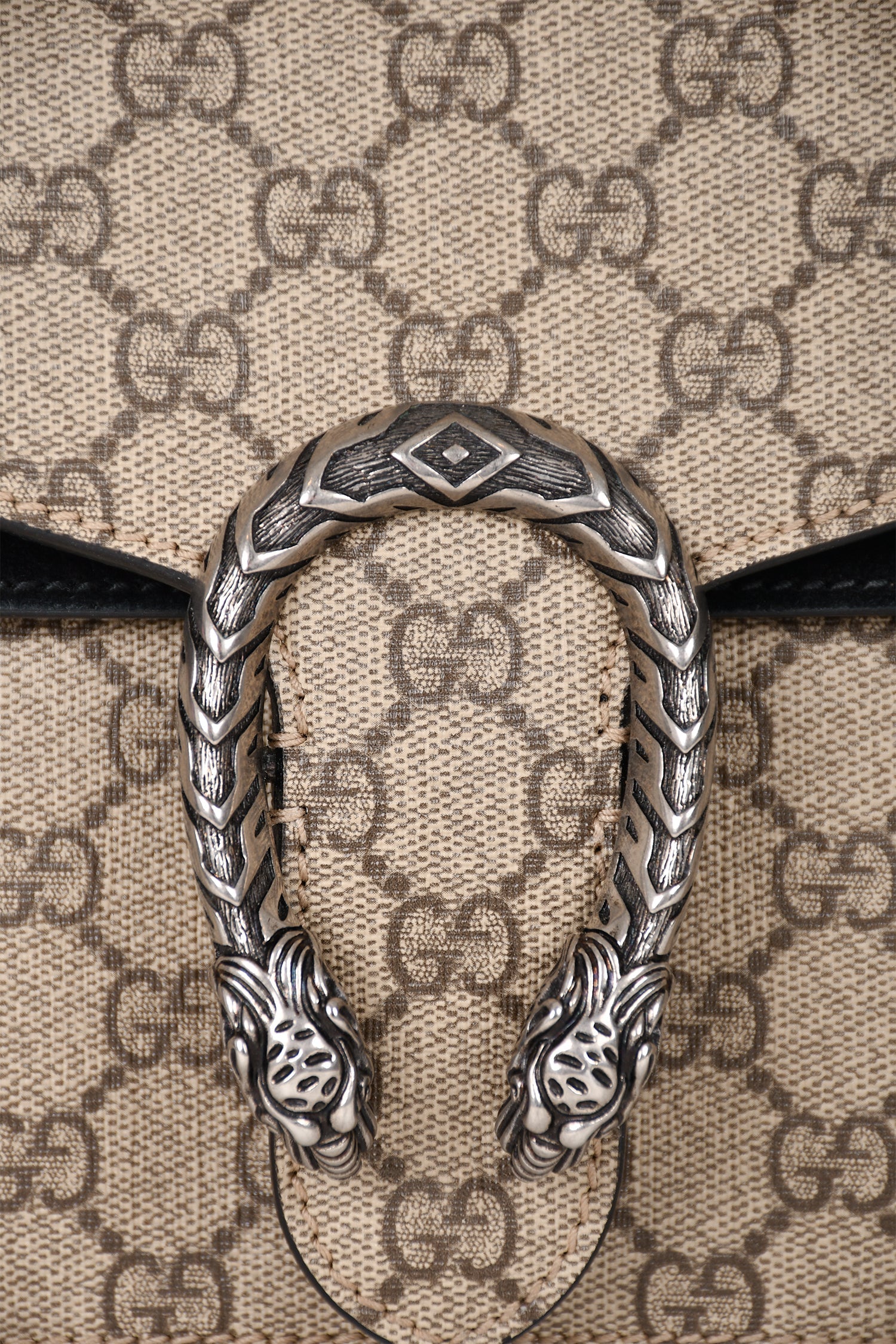 Gucci GG Supreme/Black Suede Small Dionysus Chain Bag