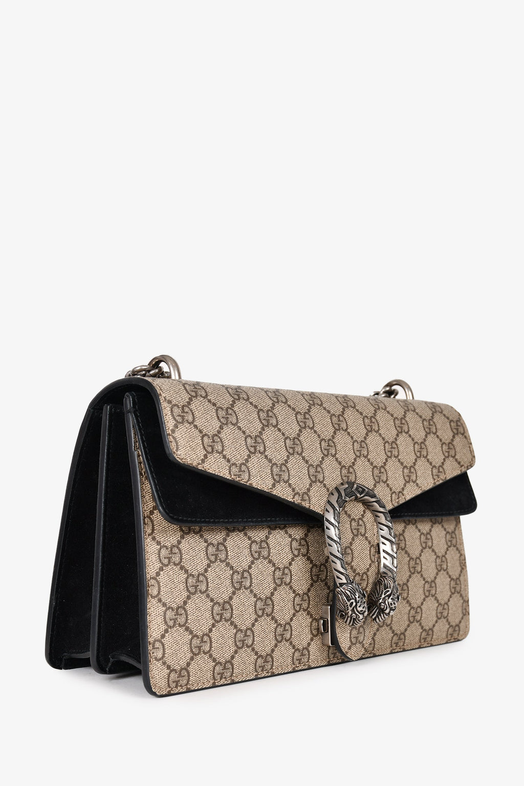 Gucci GG Supreme/Black Suede Small Dionysus Chain Bag