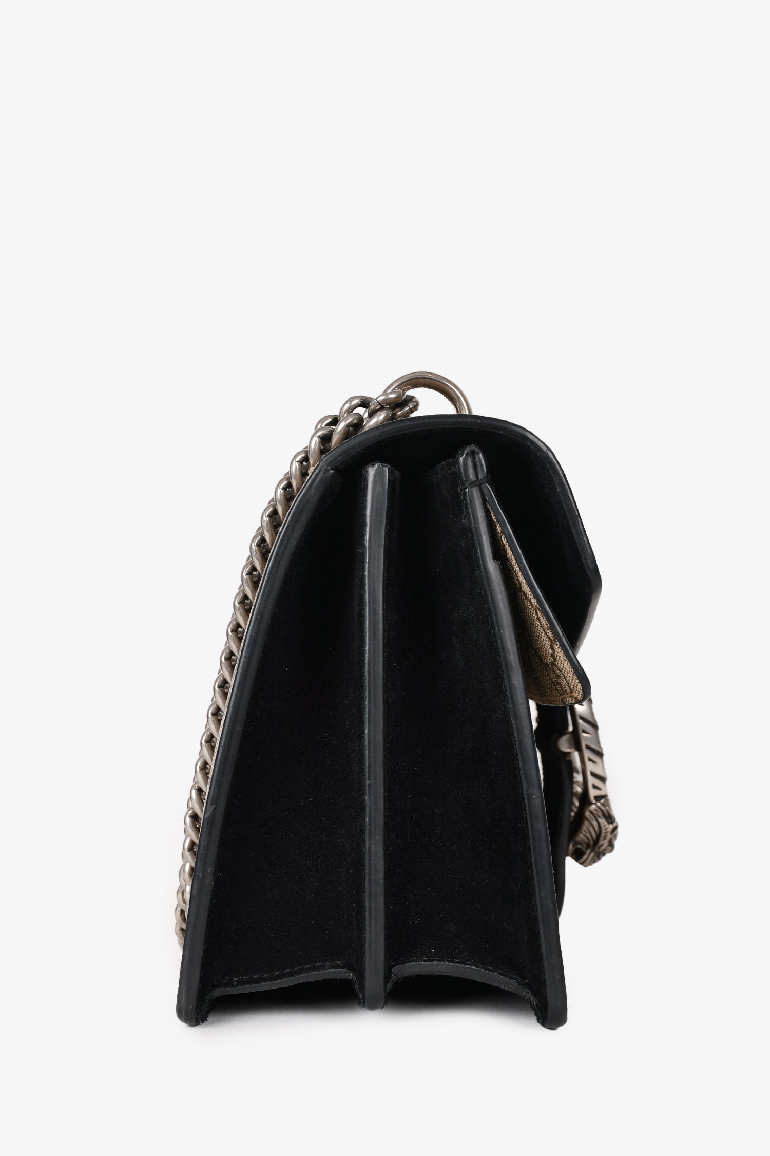 Gucci GG Supreme/Black Suede Small Dionysus Chain Bag