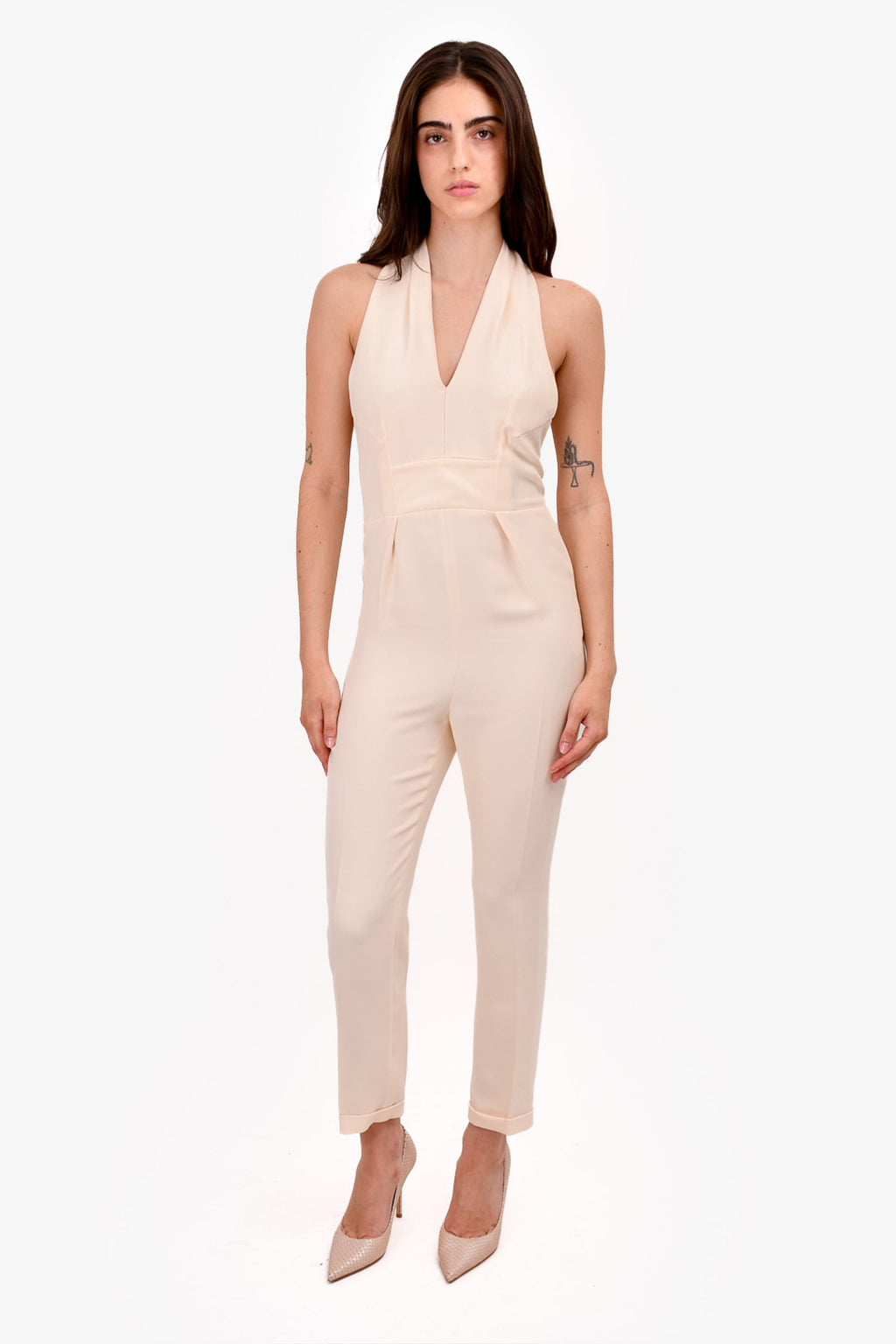 Gucci Cream Silk Halter-Neck Jumpsuit Size 40