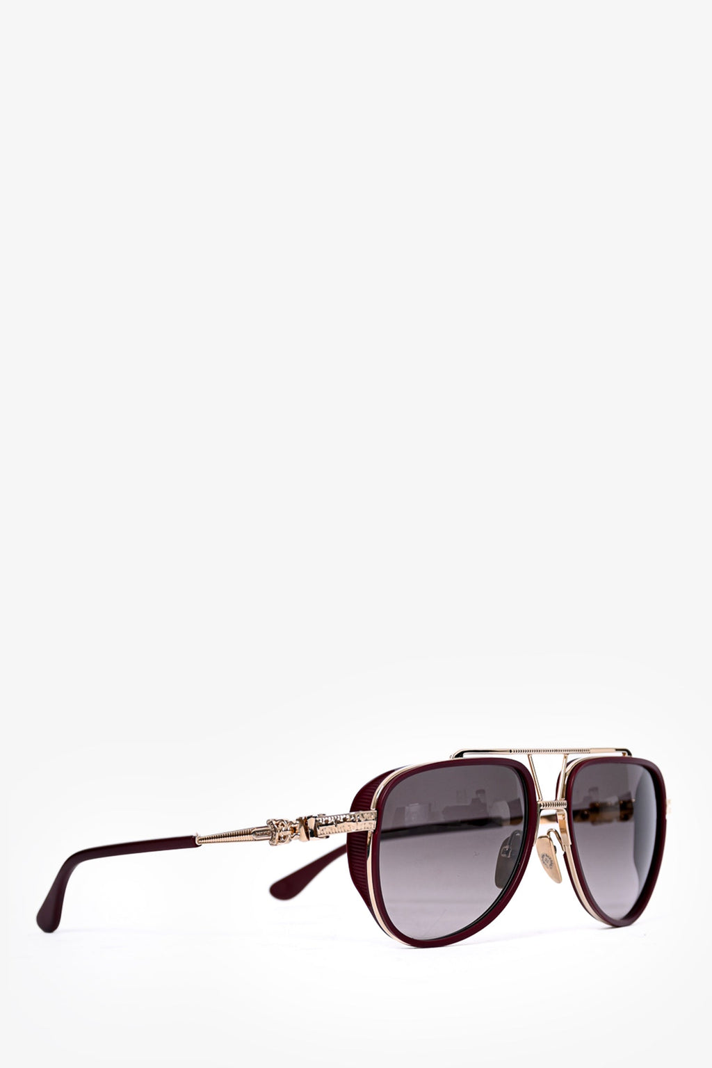 Chrome Hearts Burgundy 'Pushin Rod 1' Aviator Sunglasses