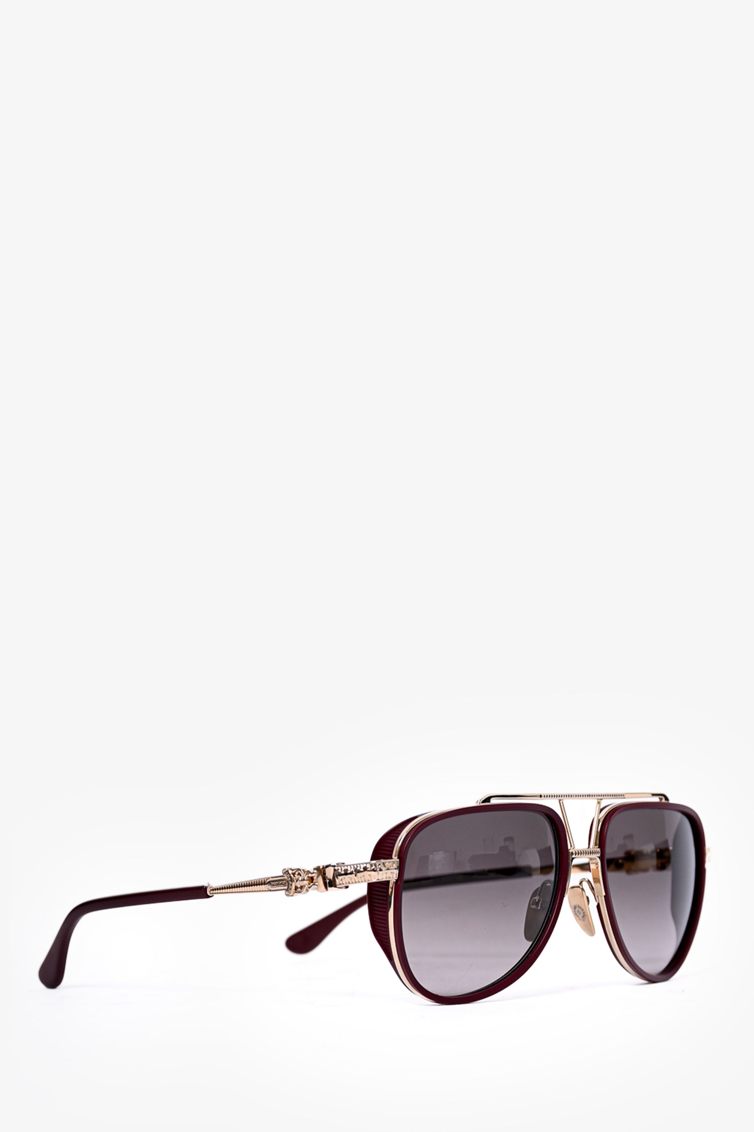 Chrome Hearts Burgundy 'Pushin Rod 1' Aviator Sunglasses