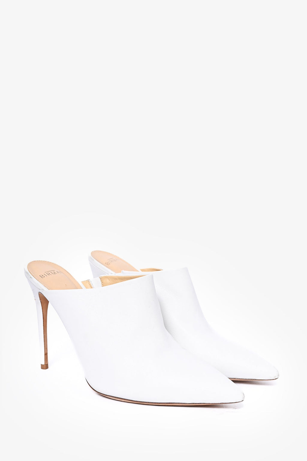 Alexandre Birman White Leather Heeled Mules Size 42