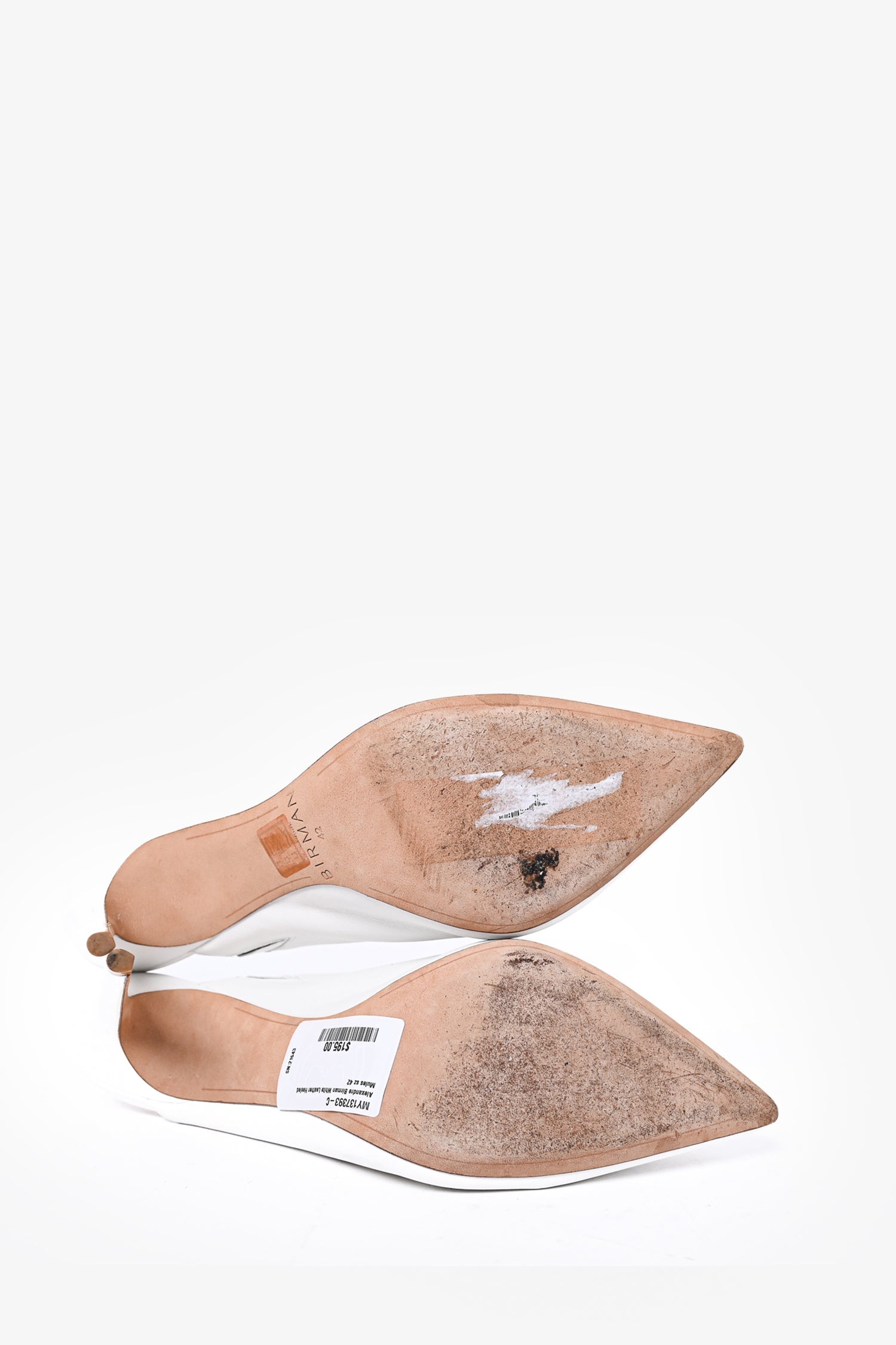 Alexandre Birman White Leather Heeled Mules Size 42
