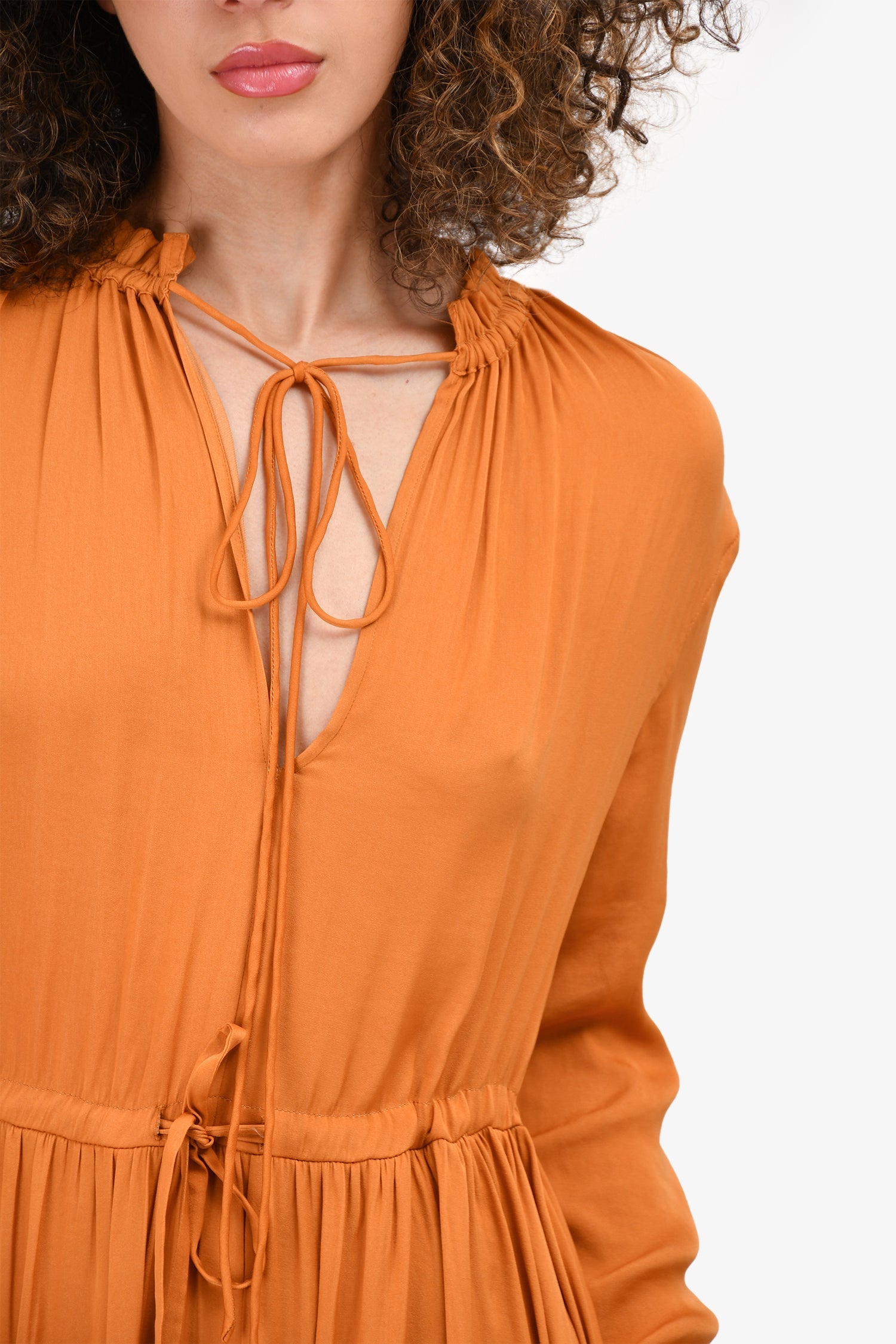 Maje Burnt Orange Maxi Dress with Waist Ties Size 1