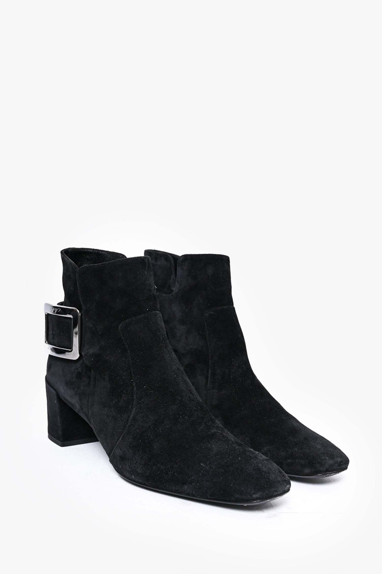 Roger Vivier Black Suede Ankle Booties Size 35.5