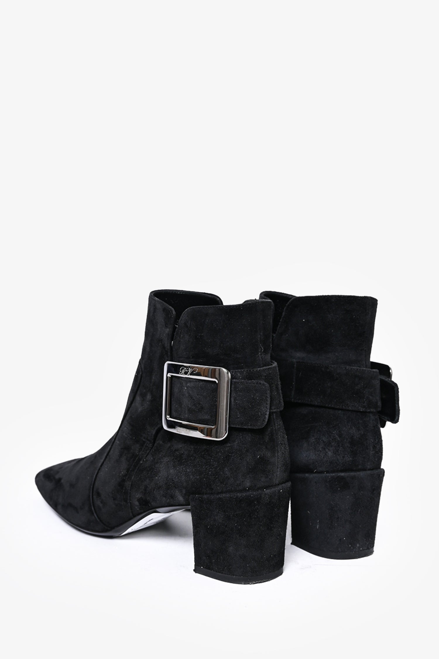 Roger Vivier Black Suede Ankle Booties Size 35.5