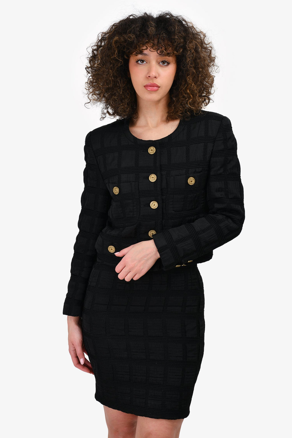 Moschino Cheap and Chic Black Blazer + Skirt Set Size 10 US