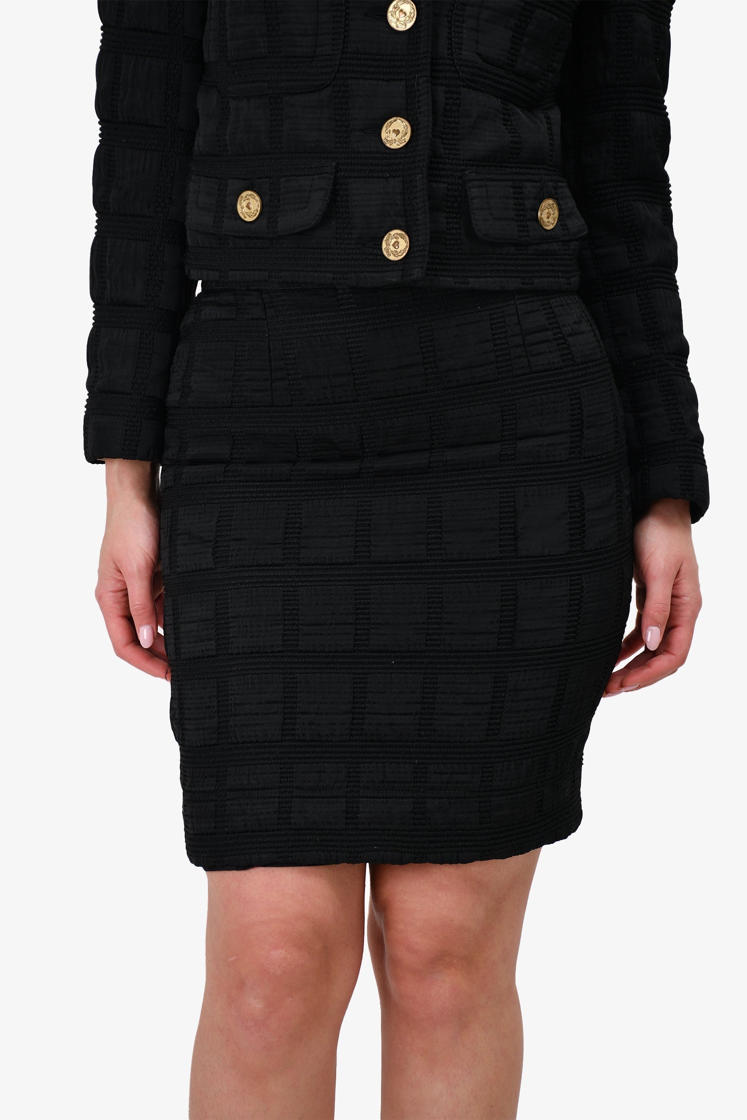 Moschino Cheap and Chic Black Blazer + Skirt Set Size 10 US