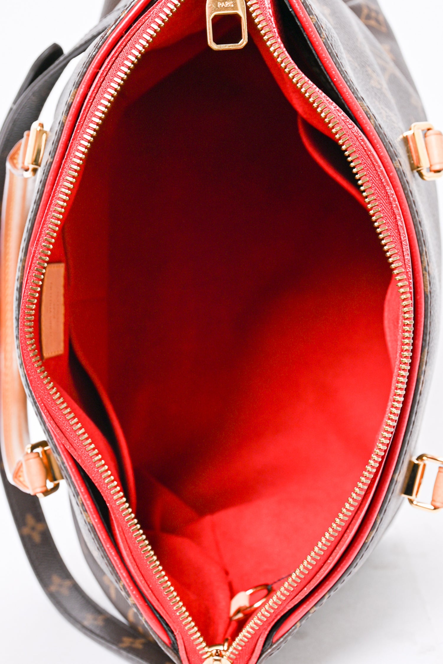 Louis Vuitton 2014 Monogram/Red Leather Pallas MM Bag with Strap