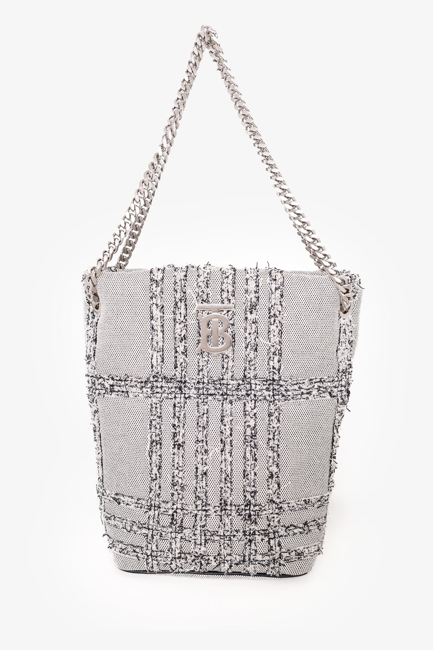 Burberry Grey/Black Canvas Small Needle Punch Lola Bucket Bag