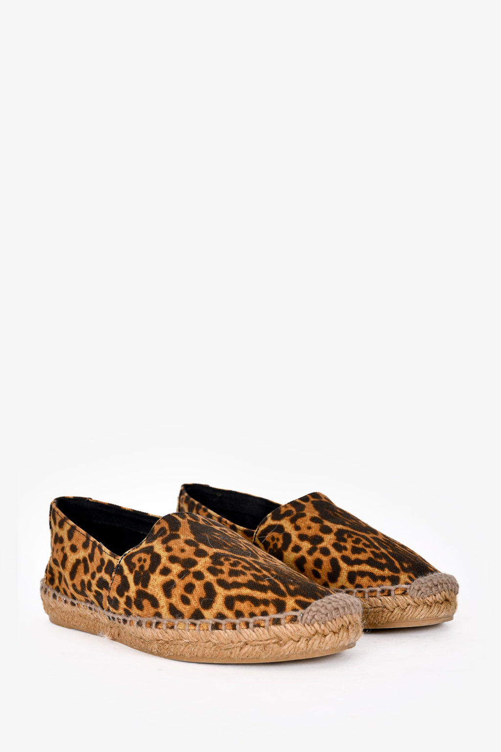 Saint Laurent Leopard Print Canvas Espadrilles Size 36.5