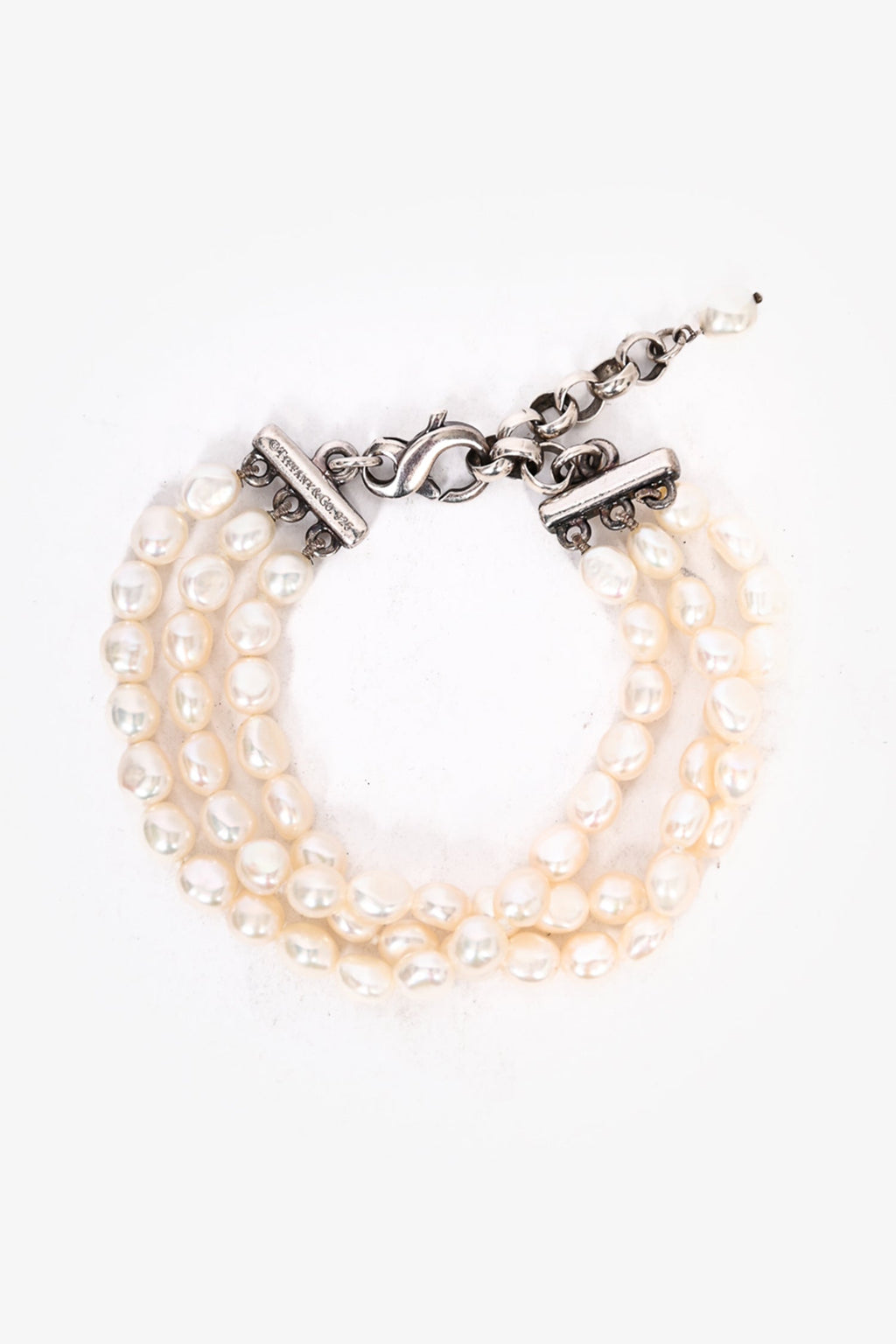 Tiffany & Co. Sterling Silver Freshwater Pearl Three Strand Twist Bracelet