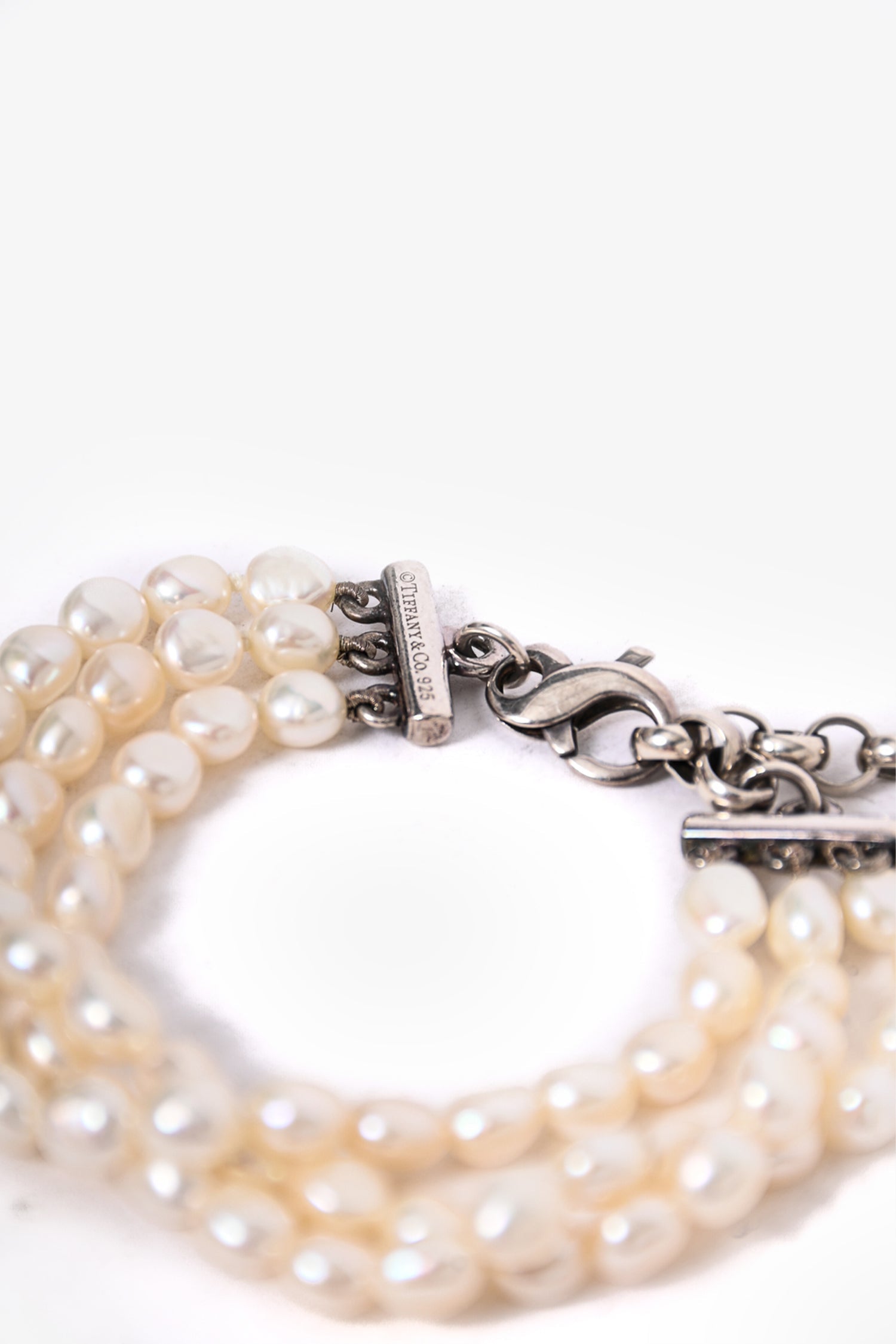 Tiffany & Co. Sterling Silver Freshwater Pearl Three Strand Twist Bracelet