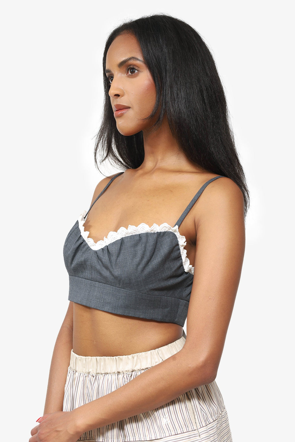 ShuShu/Tong Grey Lace Bralette Size 8