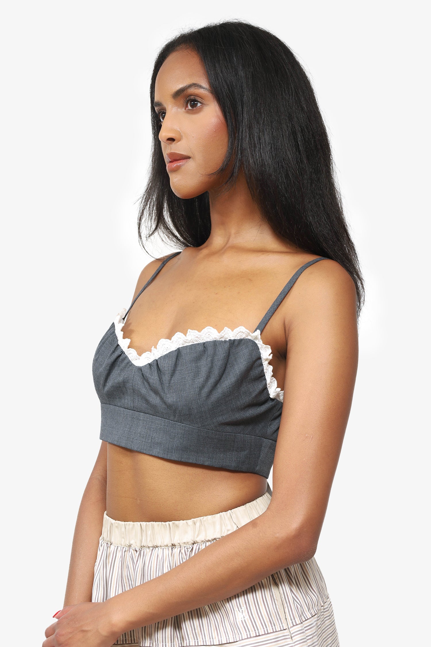 ShuShu/Tong Grey Lace Bralette Size 8