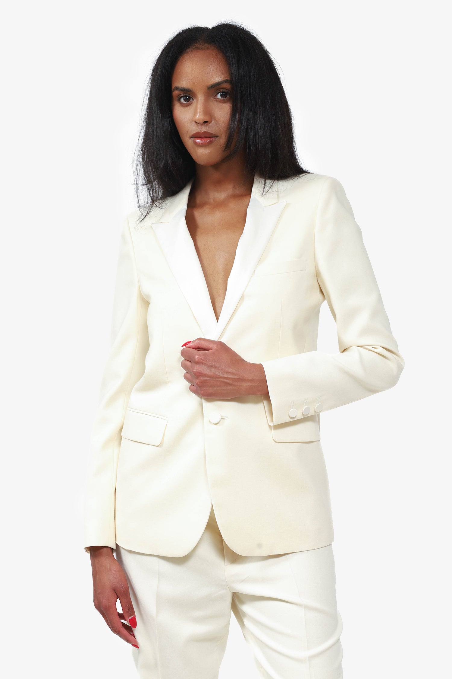 Saint Laurent White Wool Two Piece Suit Set Size 40/42