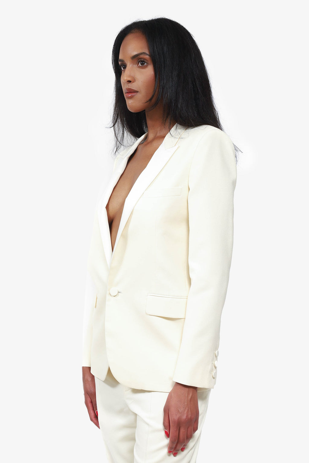 Saint Laurent White Wool Two Piece Suit Set Size 40/42
