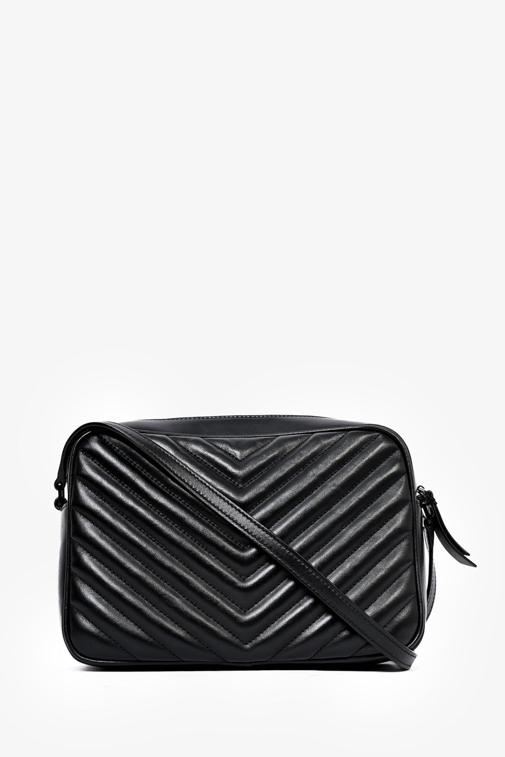 Saint Laurent 2021 Black Leather Chevron Lou Camera Bag