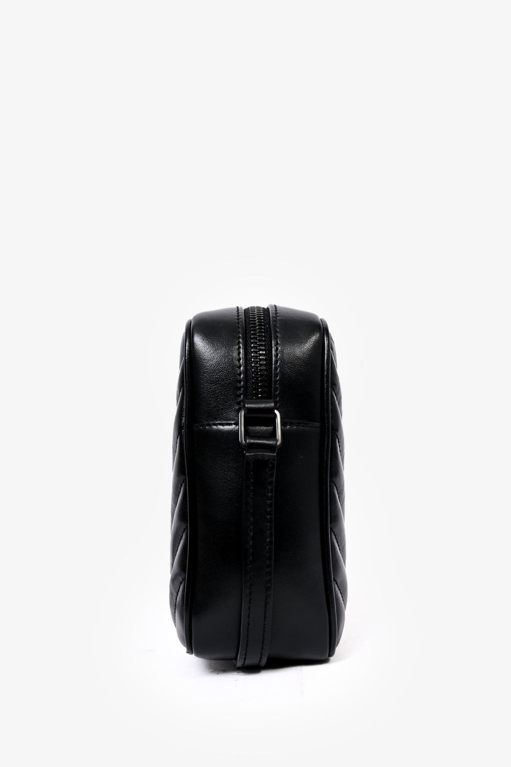 Saint Laurent 2021 Black Leather Chevron Lou Camera Bag