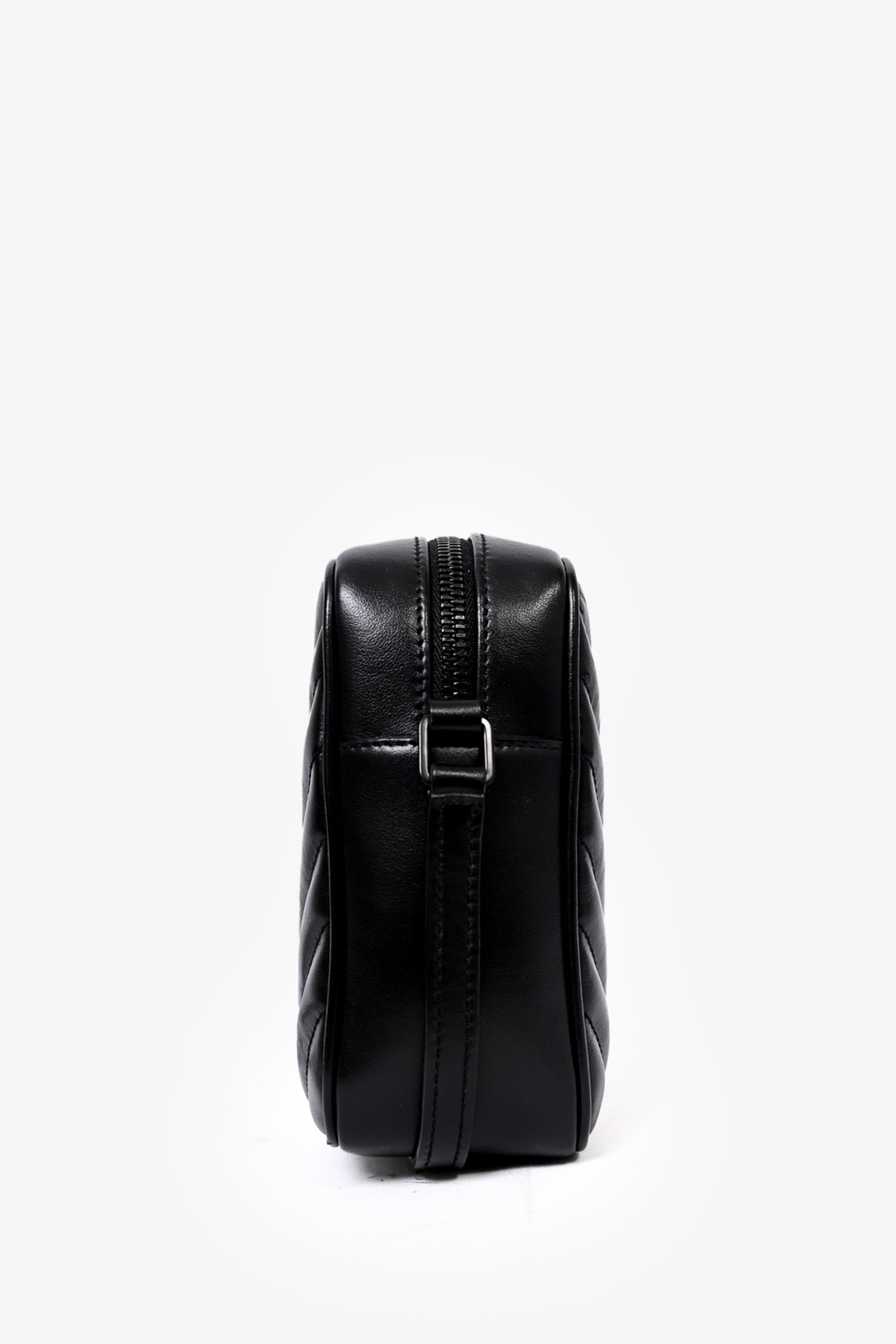 Saint Laurent 2021 Black Leather Chevron Lou Camera Bag