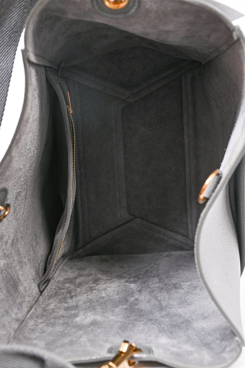 Celine Grey Leather Medium 'Seau Sangle' Bucket Bag