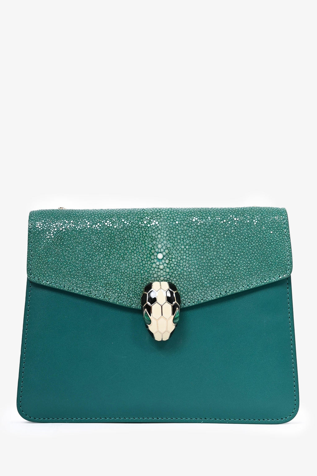 Bvlgari Green Leather/Stingray 'Serpenti Forever' Bag