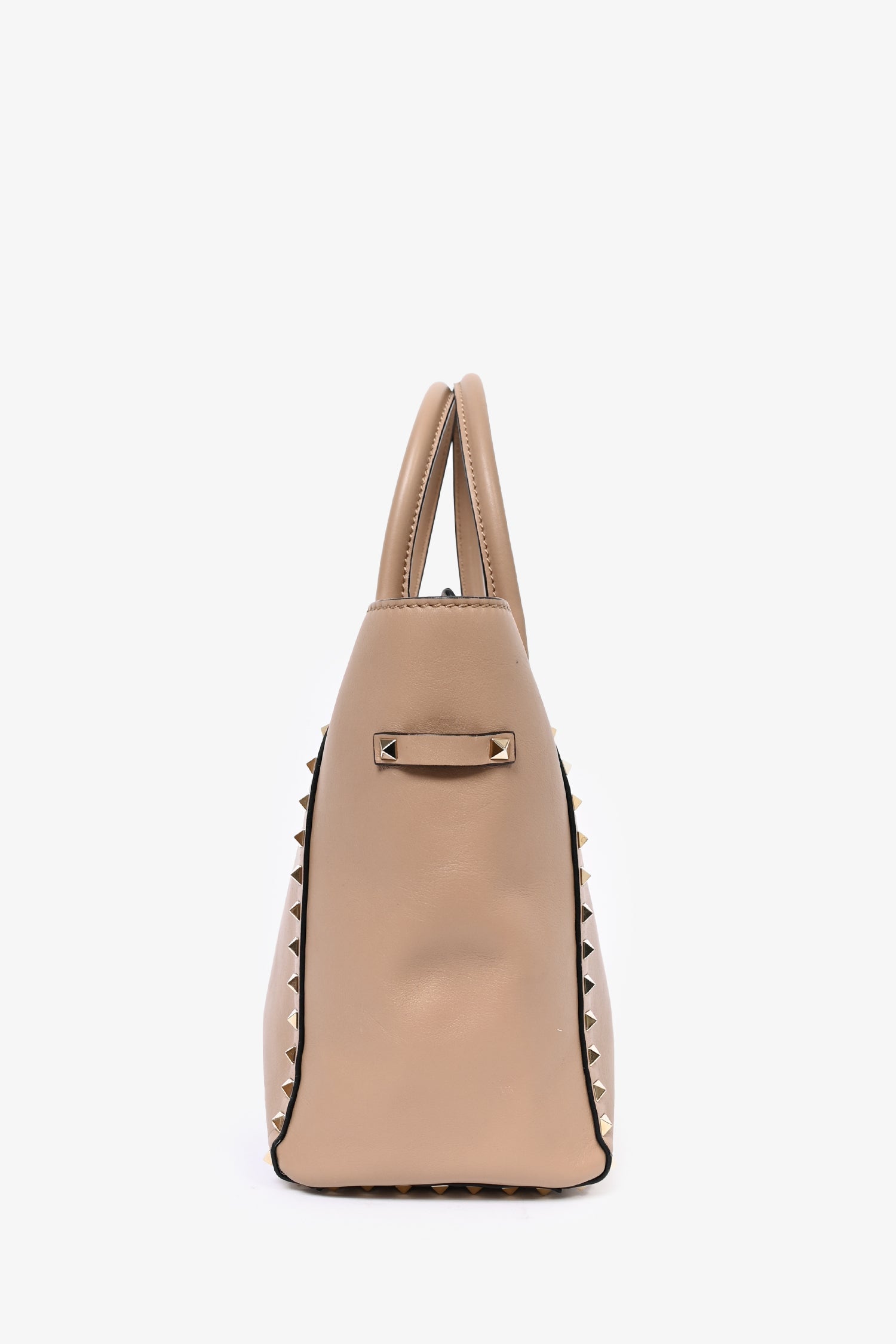 Valentino Brown Leather Rockstud Tote with Strap