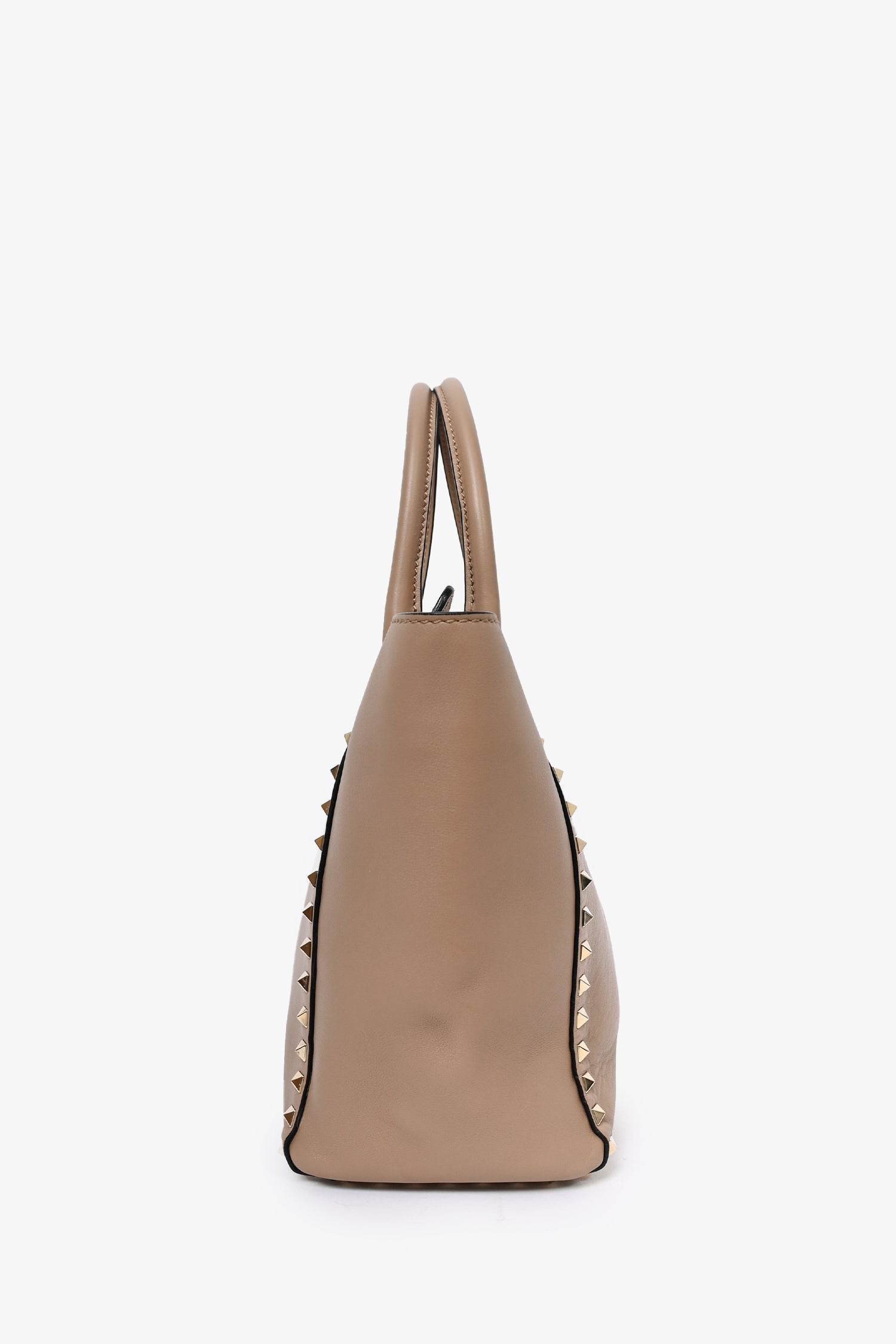 Valentino Brown Leather Rockstud Tote with Strap