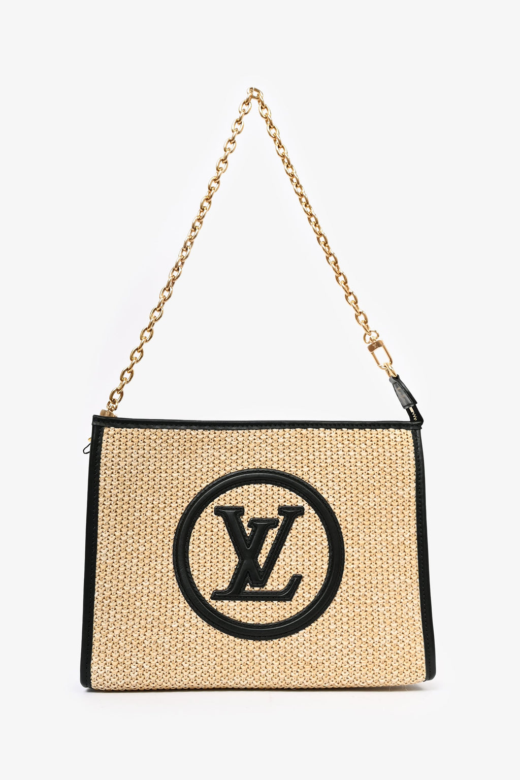 Louis Vuitton Beige/Black Raffia/Leather Toiletry Pouch on Chain