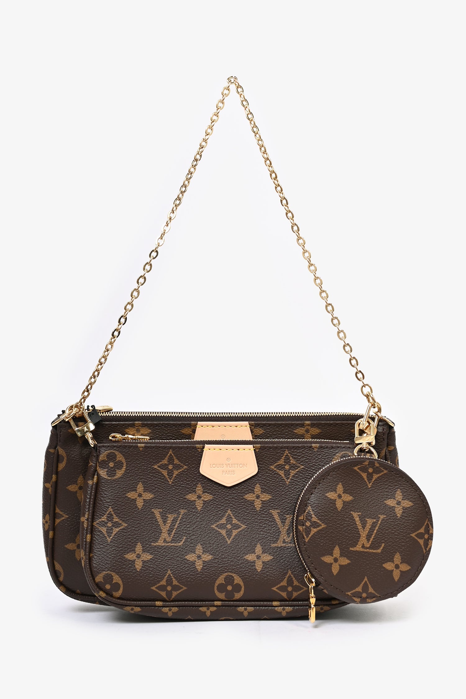 Louis Vuitton 2019 Monogram Multi Pouch Pochette with Pink Canvas Strap