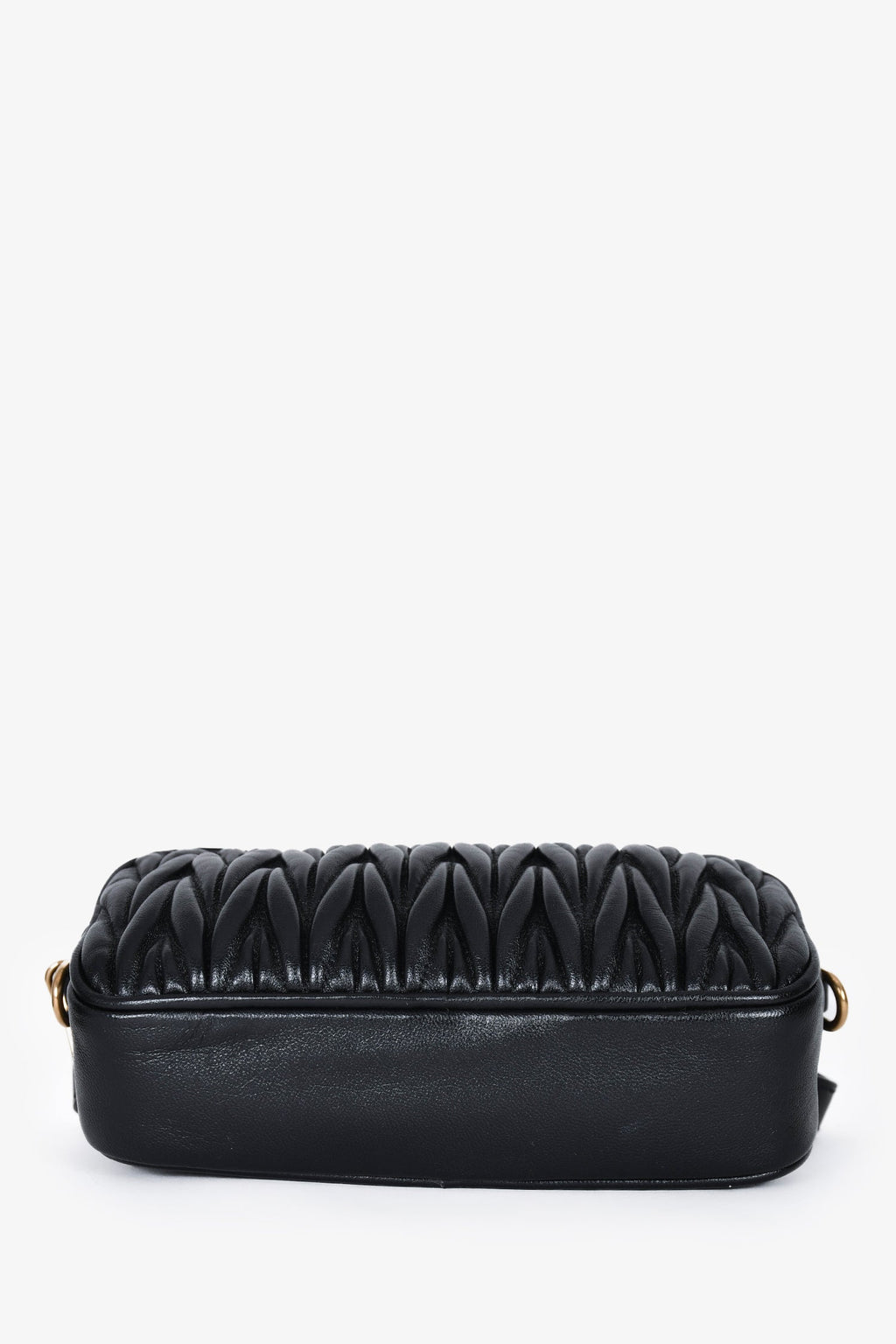 Miu Miu Black Leather Matelasse Crossbody Bag With Straps