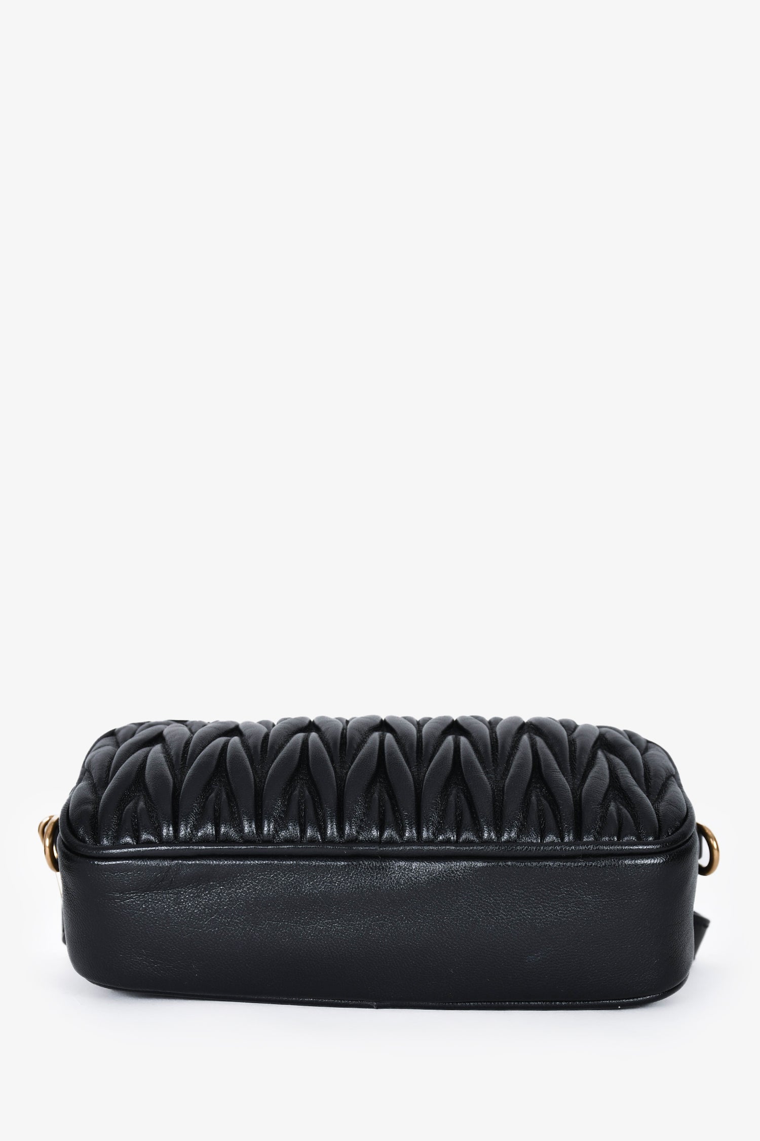 Miu Miu Black Leather Matelasse Crossbody Bag With Straps