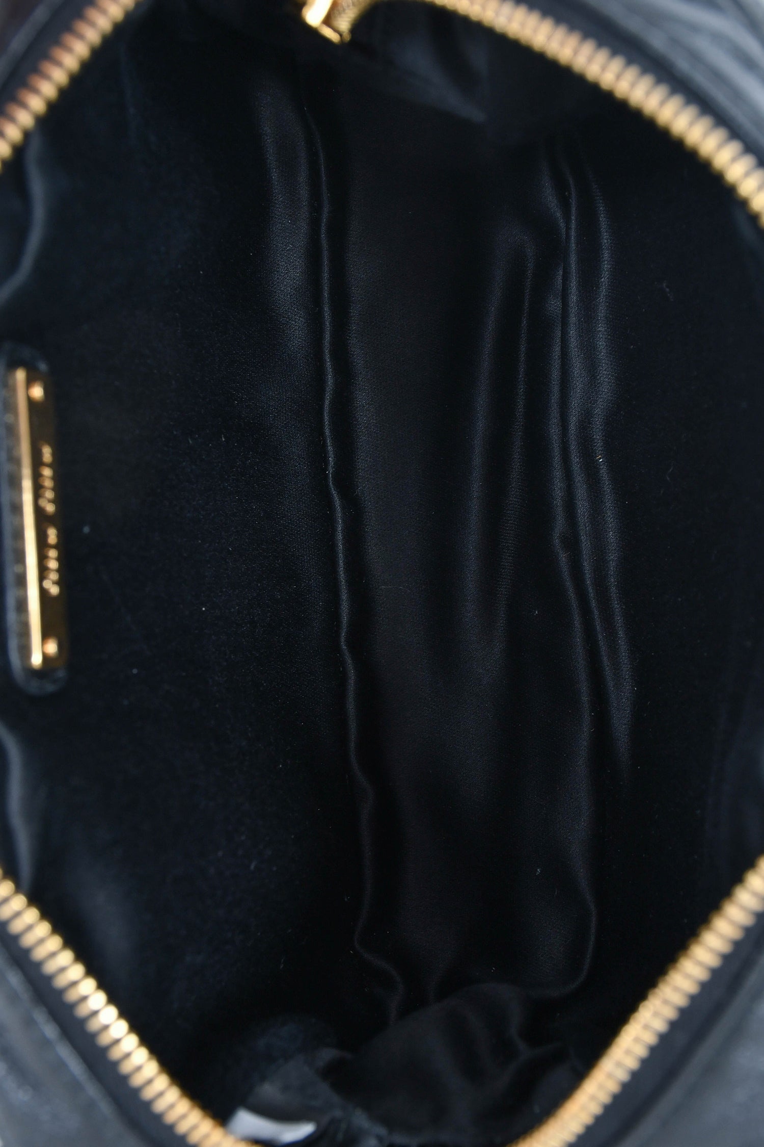 Miu Miu Black Leather Matelasse Crossbody Bag With Straps