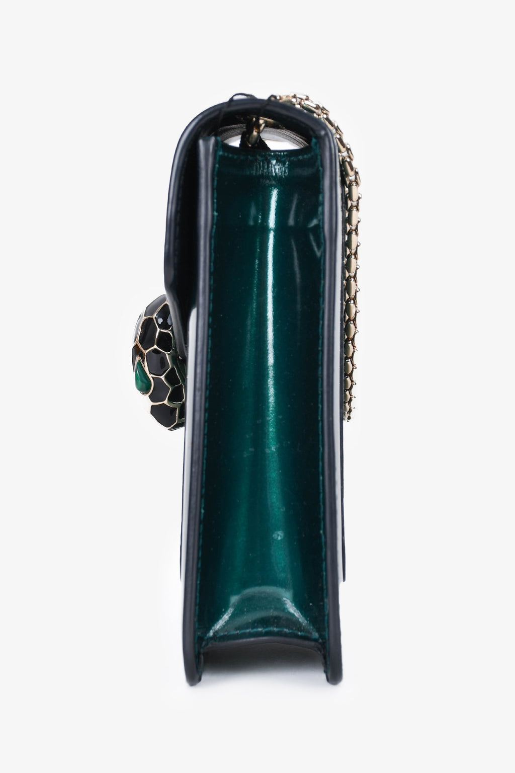 Bvlgari Green Patent Serpenti Forever Mini Chain Bag