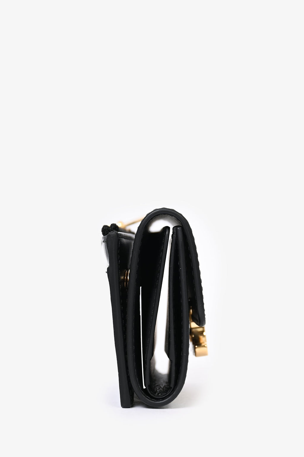 Celine Black Leather Triomphe Compact Wallet with Detachable Coin Pouch