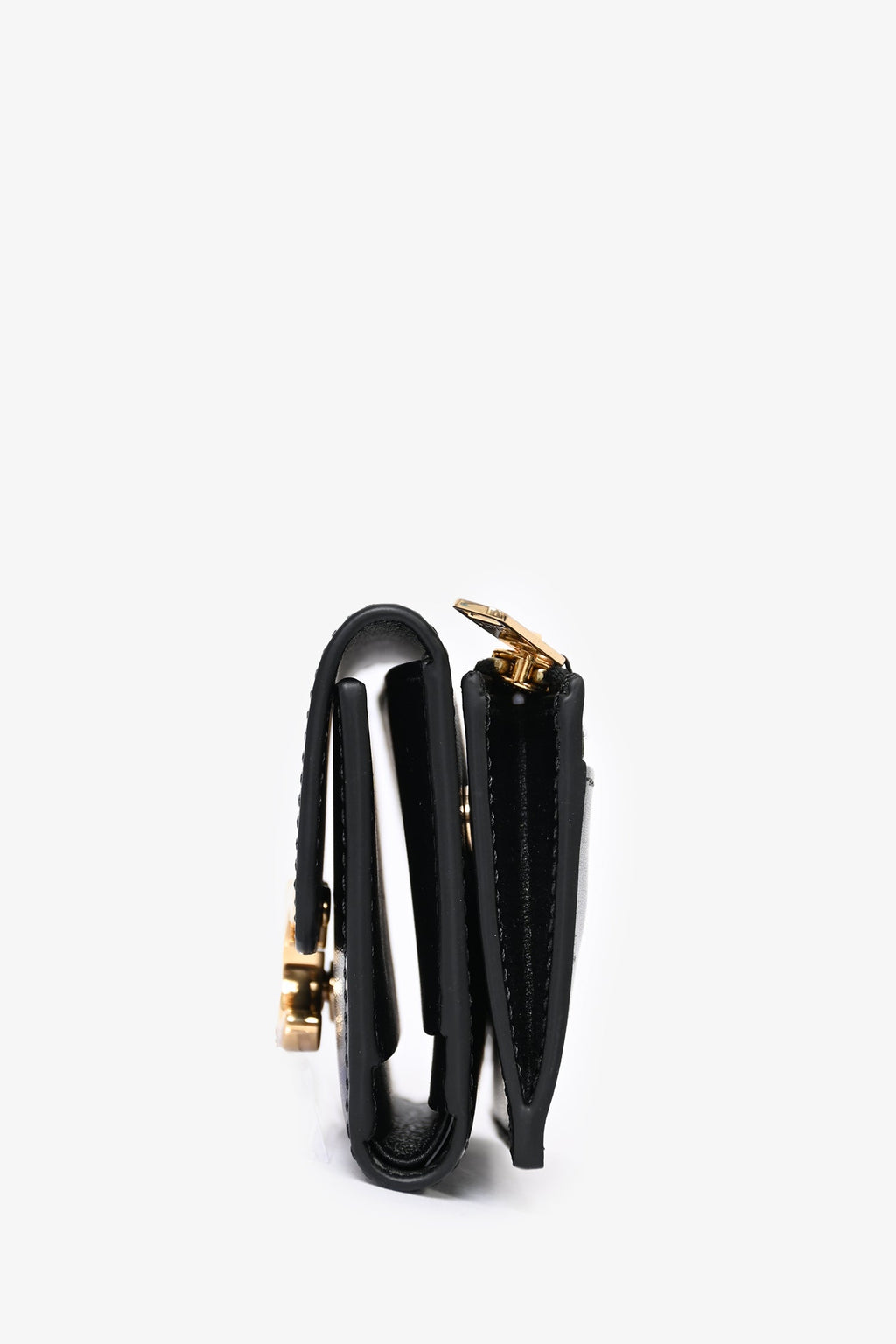 Celine Black Leather Triomphe Compact Wallet with Detachable Coin Pouch