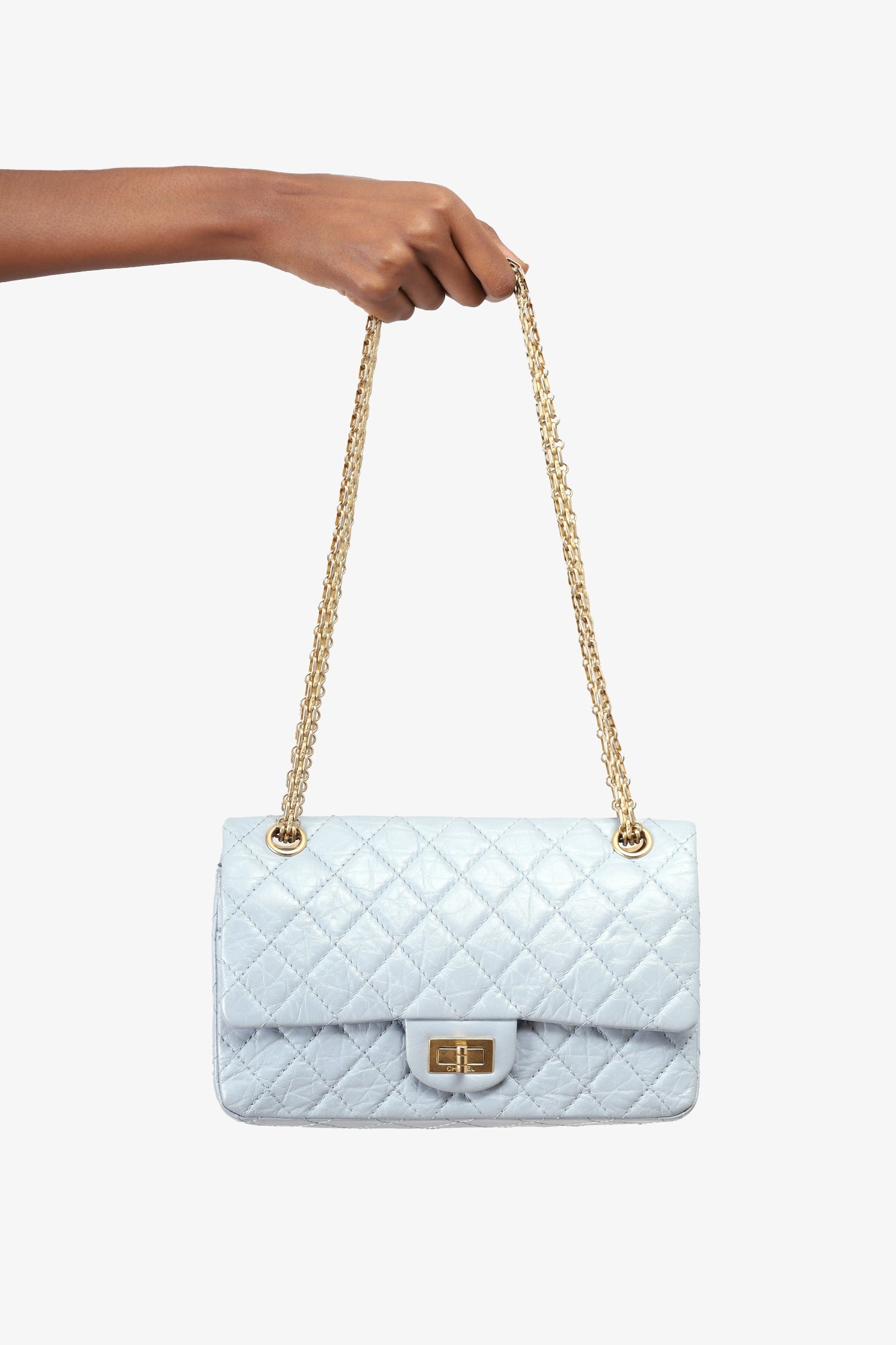 Pre-Loved Chanel™ 2018-2019 Blue Quilted Leather Reissue 225 Double Flap Bag
